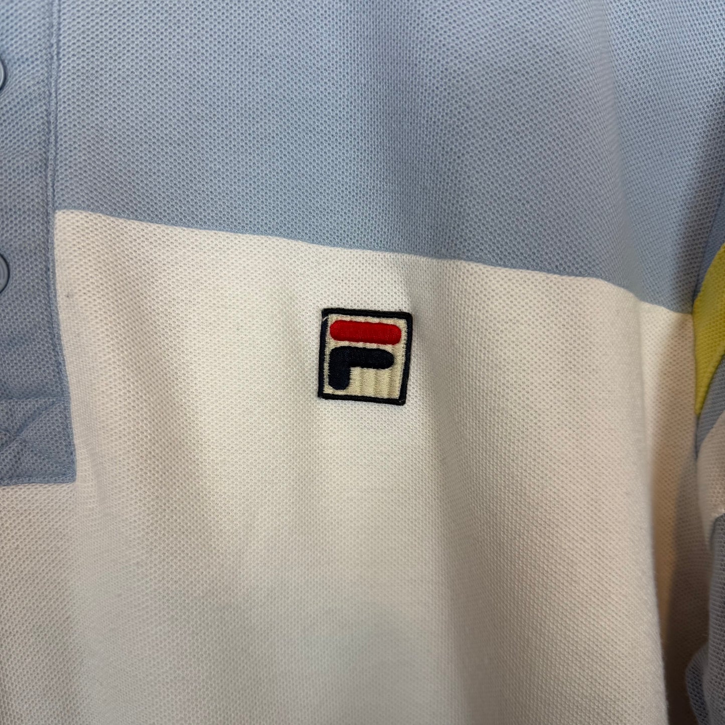 Fila Blue White Yellow Polo Shirt Size M