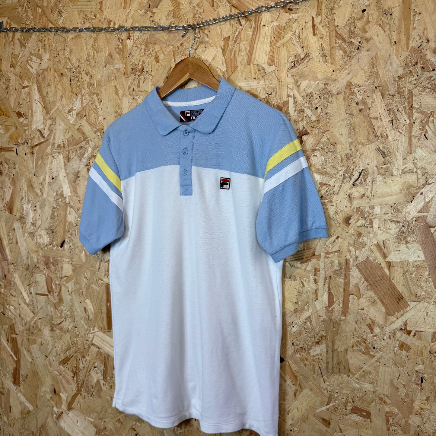 Fila Blue White Yellow Polo Shirt Size M