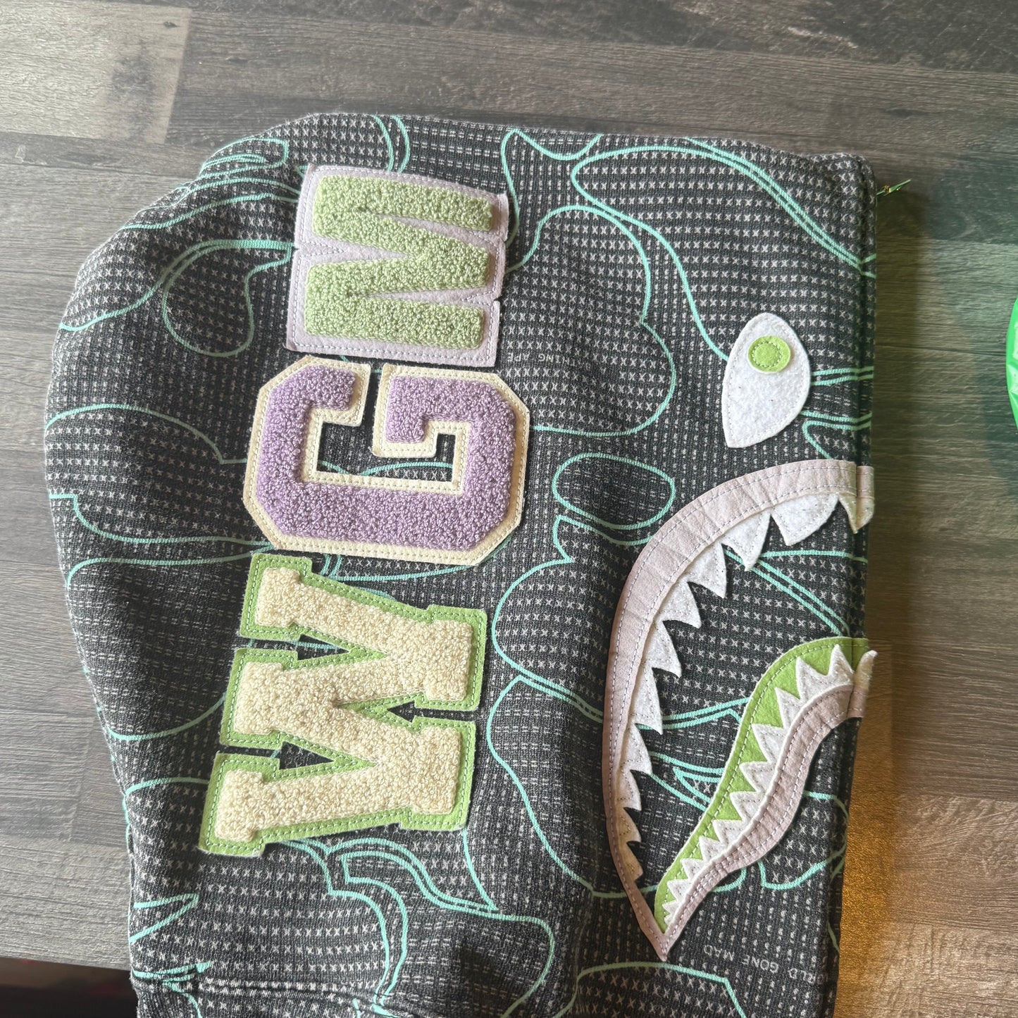 BAPE Text Code Camo Shark Full Zip Hoodie Black Size L