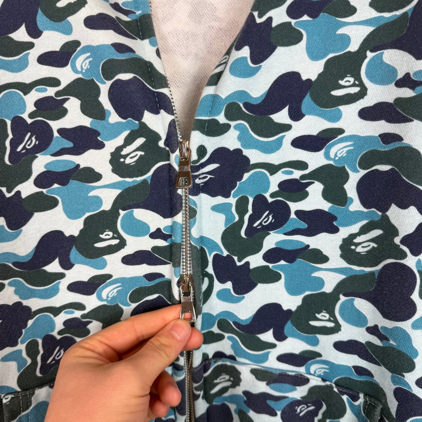 BAPE Blue Full Zip Shark Hoodie Size M