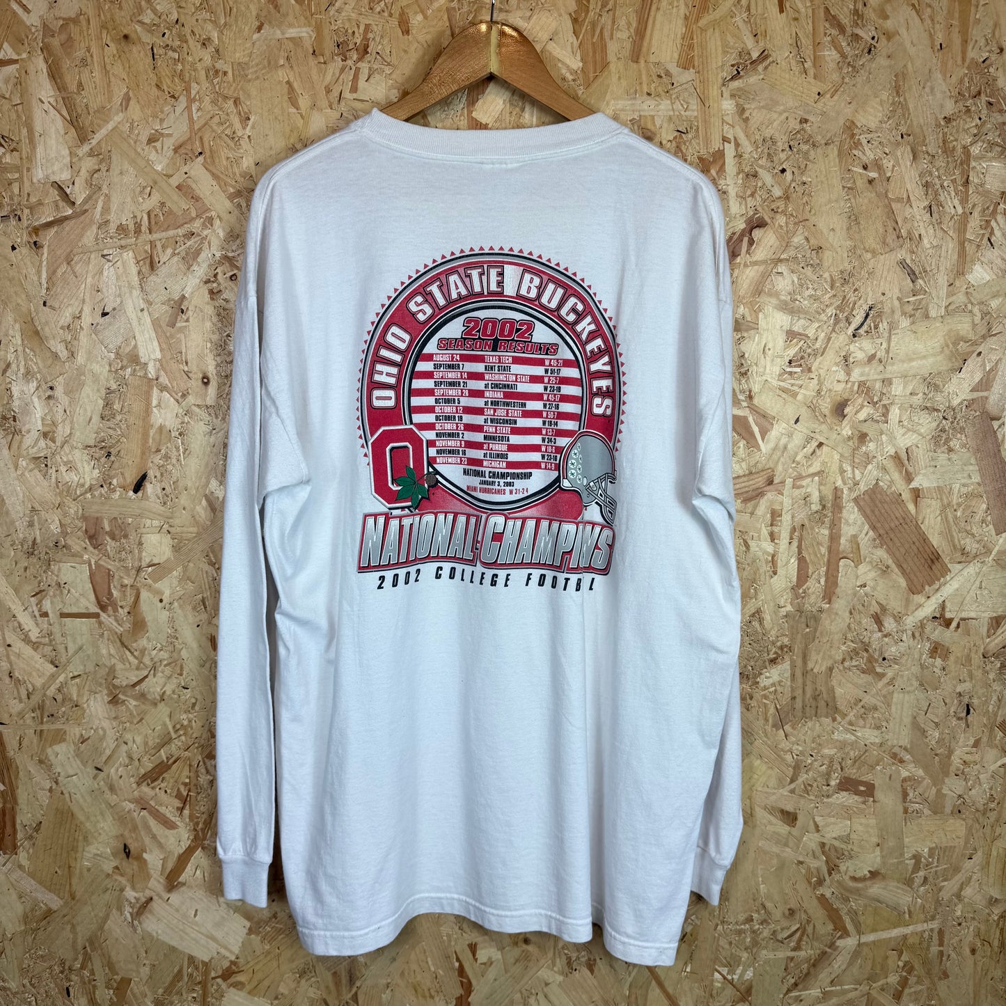 Ohio State Buckeys 2002 White Long Sleeve Size L/ XL