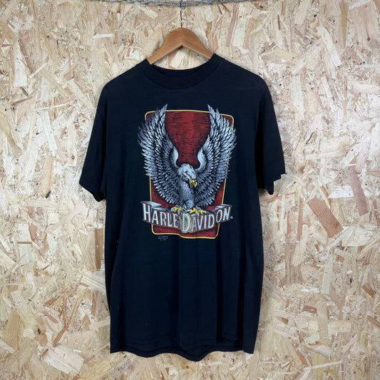 Harley davidson 3D emblem t shirt black Large rare