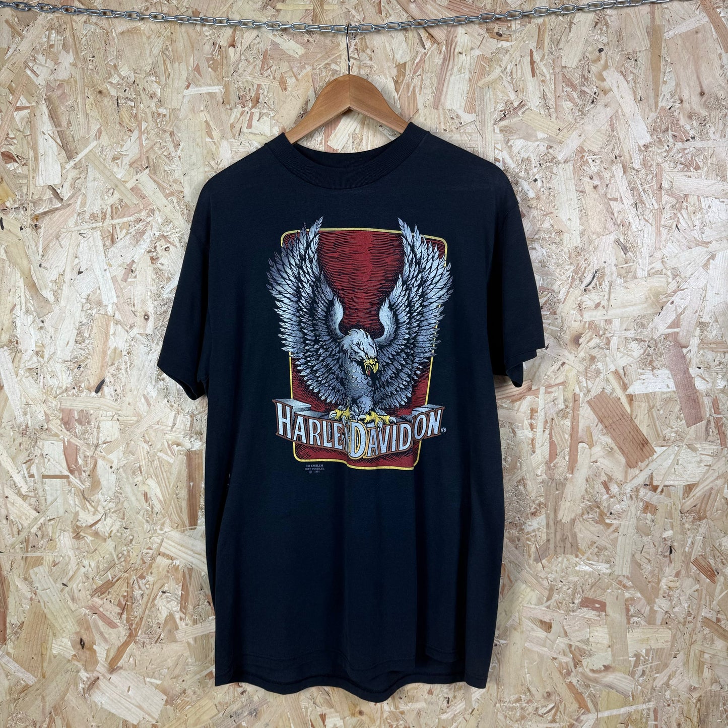 Harley davidson 3D emblem t shirt black Large rare