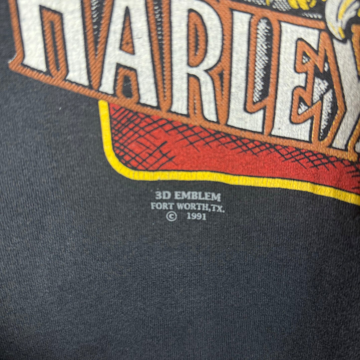 Harley davidson 3D emblem t shirt black Large rare