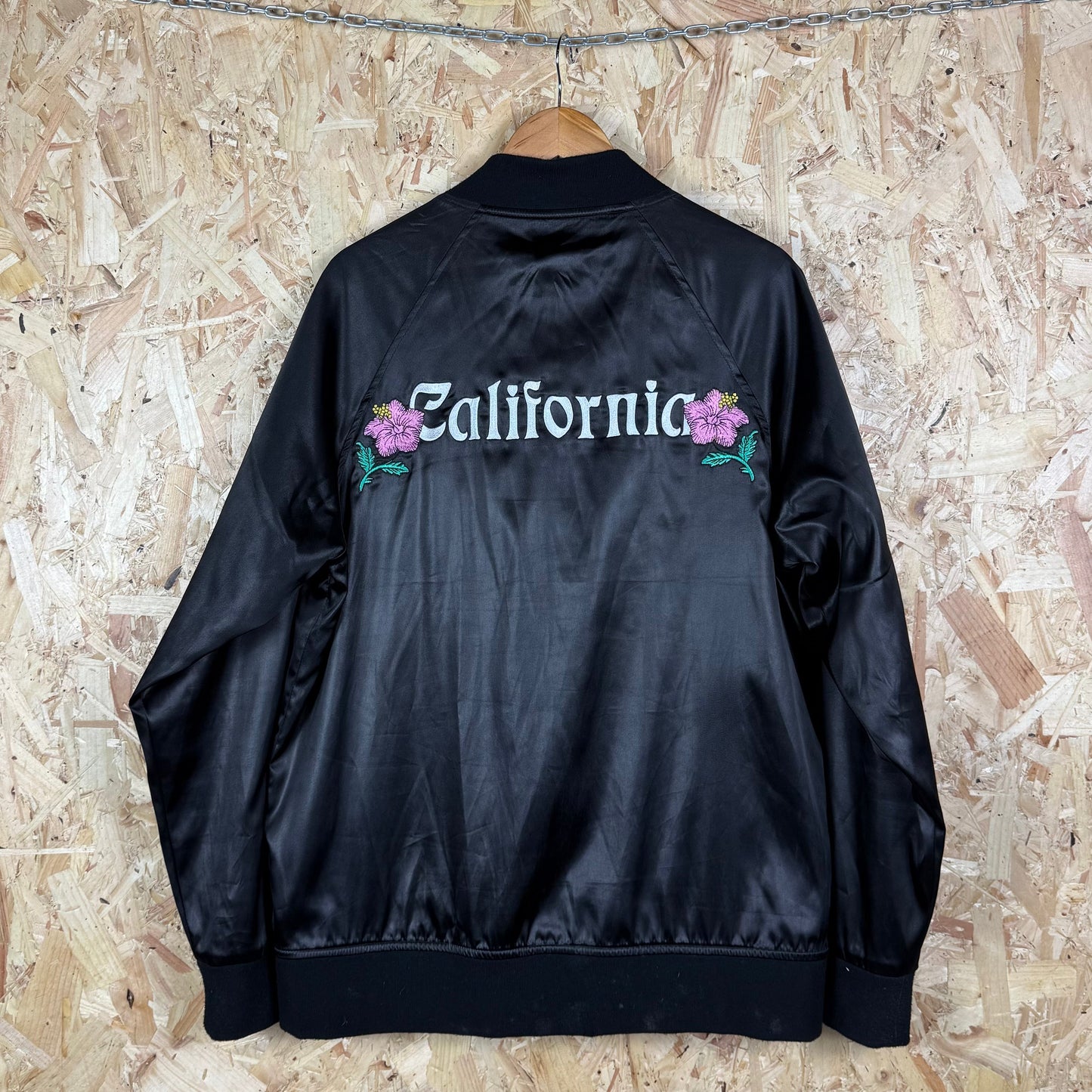 Stussy Satin Bomber jacket black Embroidered XL