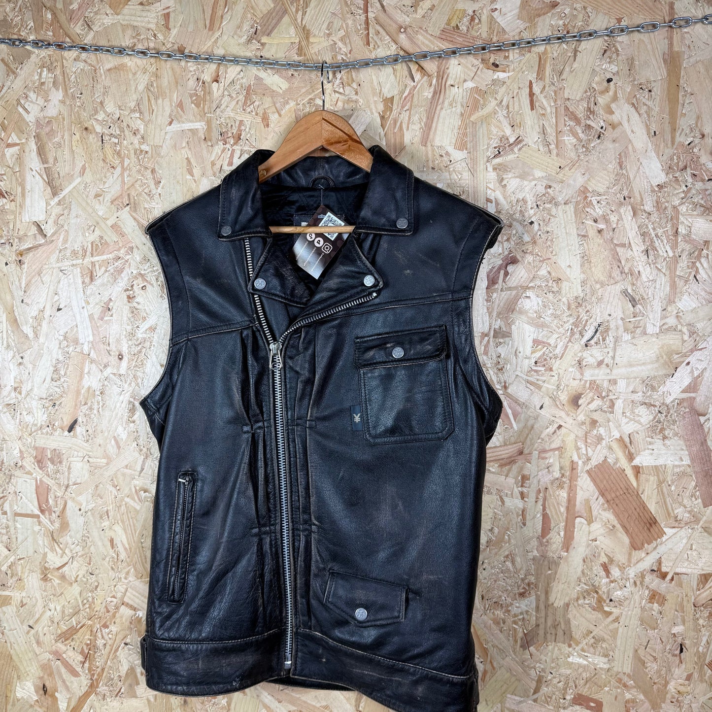 Y2K Michiko koshino Black Leather biker jacket Medium
