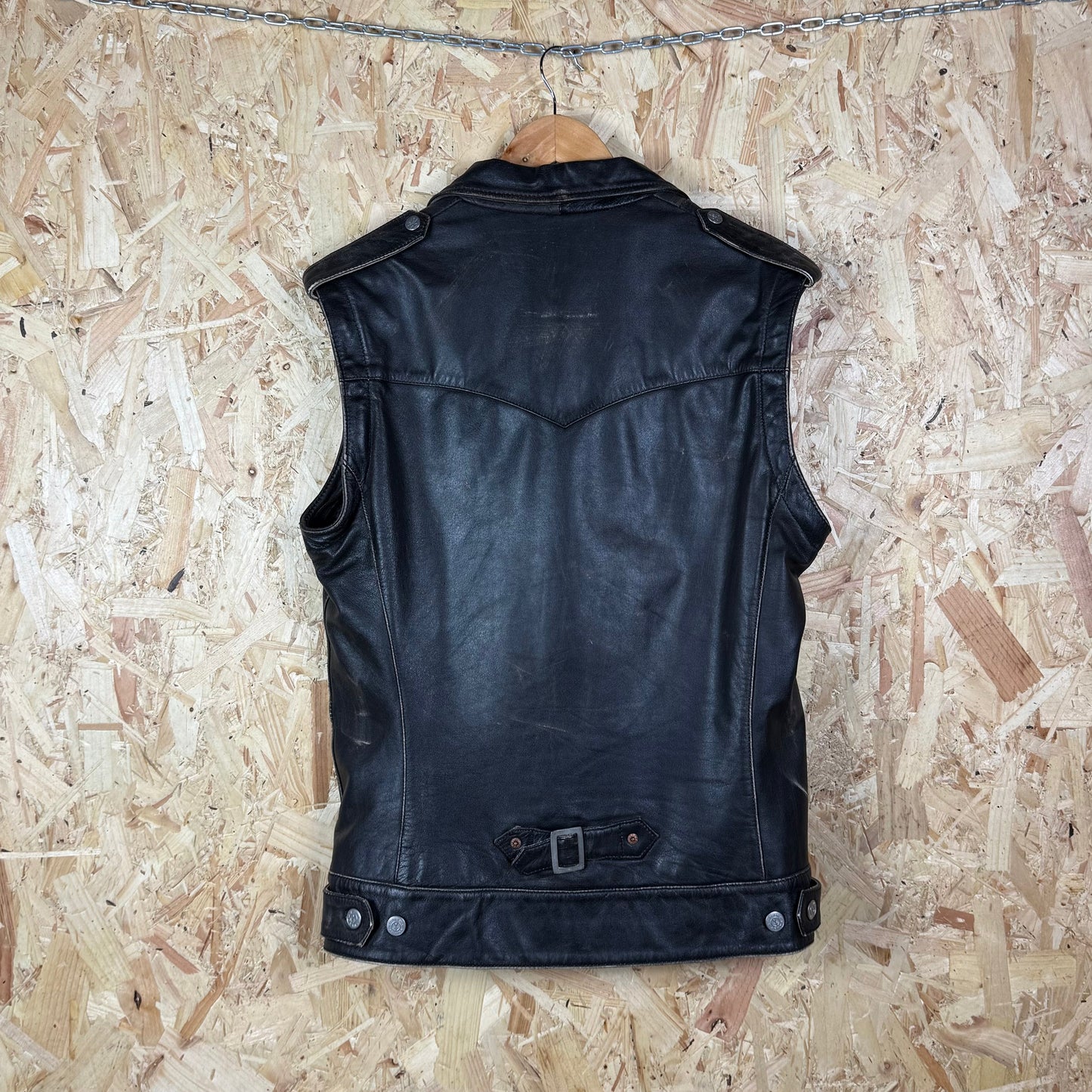Y2K Michiko koshino Black Leather biker jacket Medium