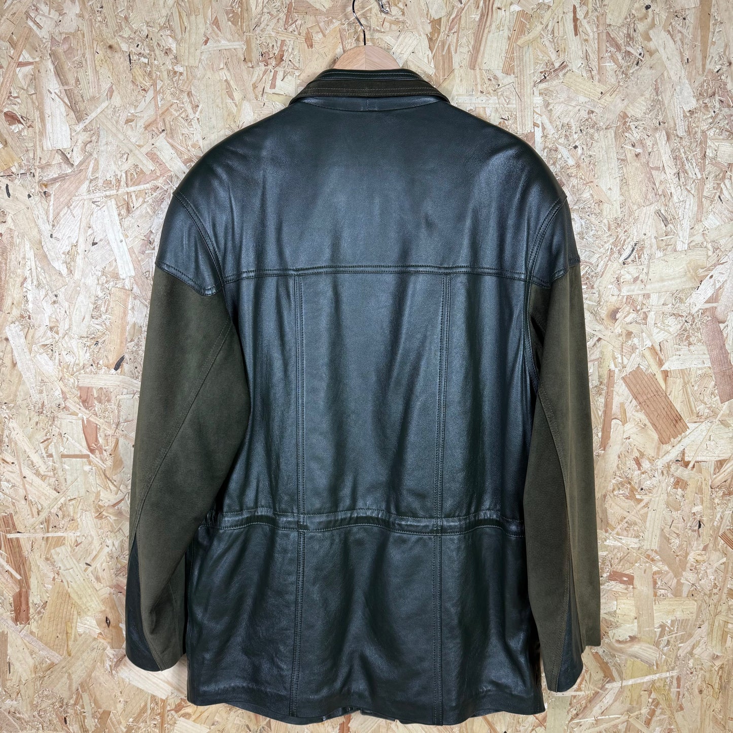 90'S Green Leather And Suede Full Zip Leather Jacket Size 2XL