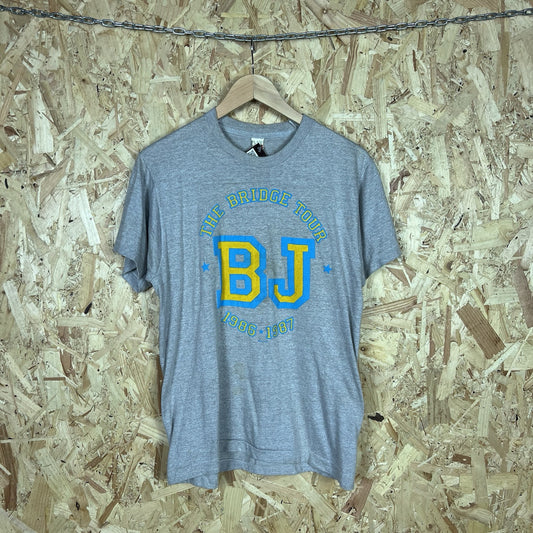 Vintage 80s Billy Joel The Bridge World Tour T-Shirt Grey Medium Single Stitch