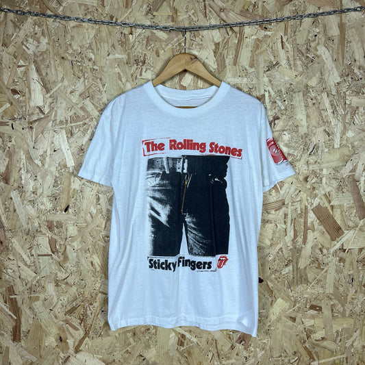 Vintage The Rolling Stones Sticky Fingers 89 T Shirt White L Short Sleeve Rare