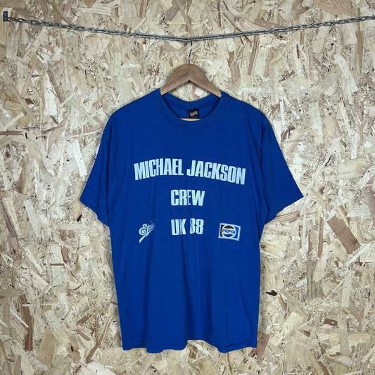 Michael Jackson 1988 Uk Tour Crew T Shirt Rare Blue XL Top Tee Single Stitch