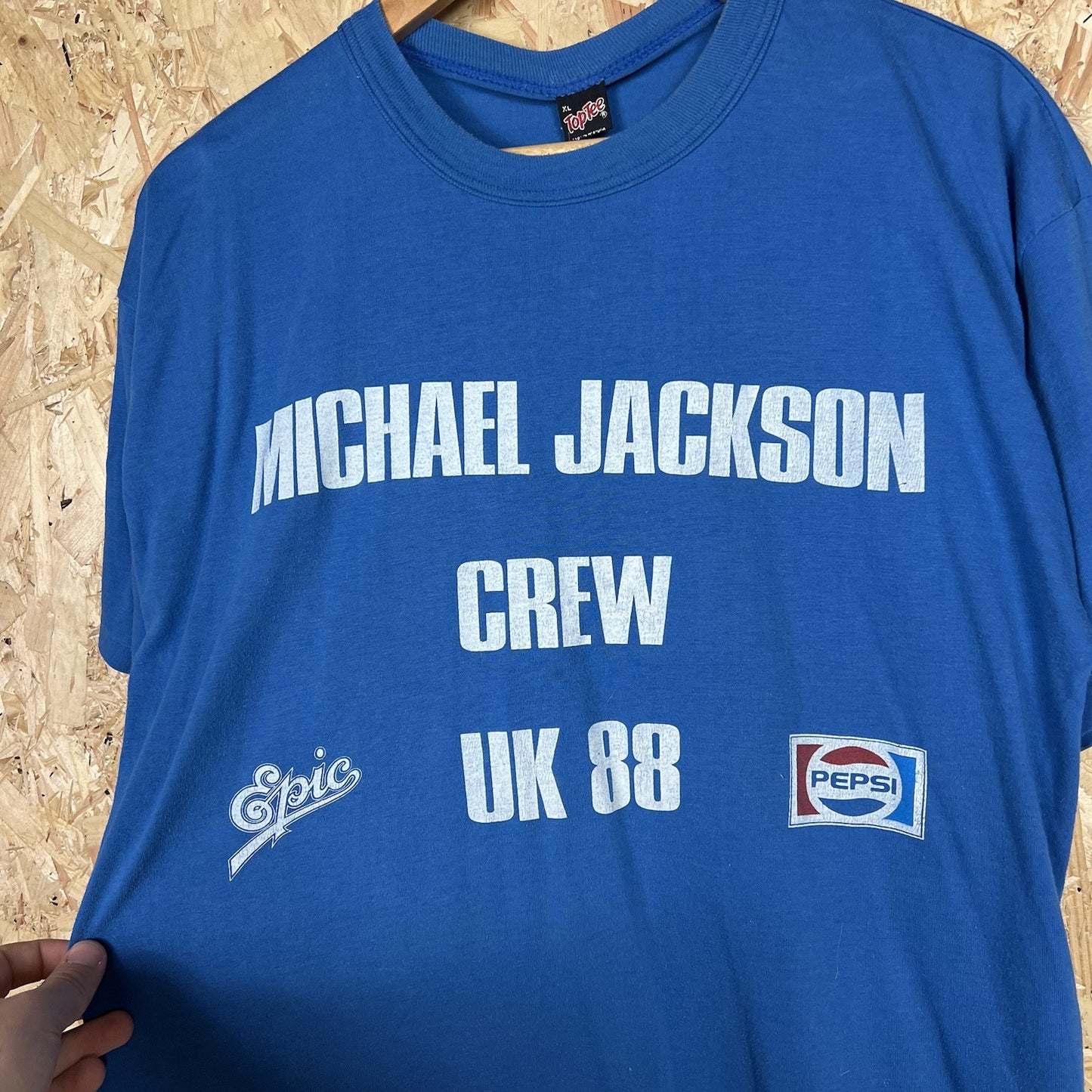 Michael Jackson 1988 Uk Tour Crew T Shirt Rare Blue XL Top Tee Single Stitch