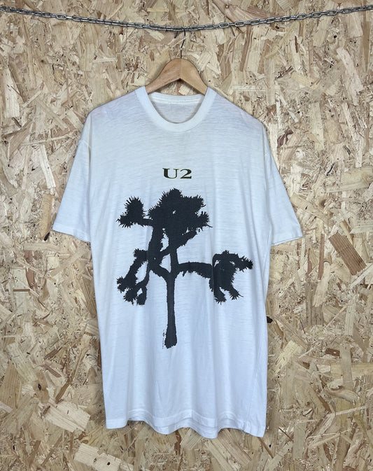Vintage U2 Joshua Tree Graphic T Shirt White XL Short Sleeve 80s