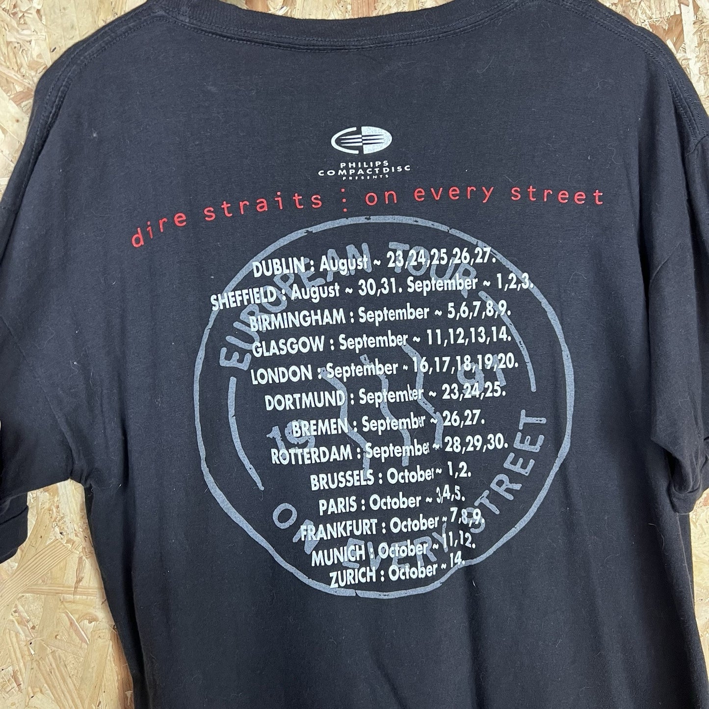 Dire Straits On Every Street tour T-shirt Band Vintage 1992 Black Single Stitch