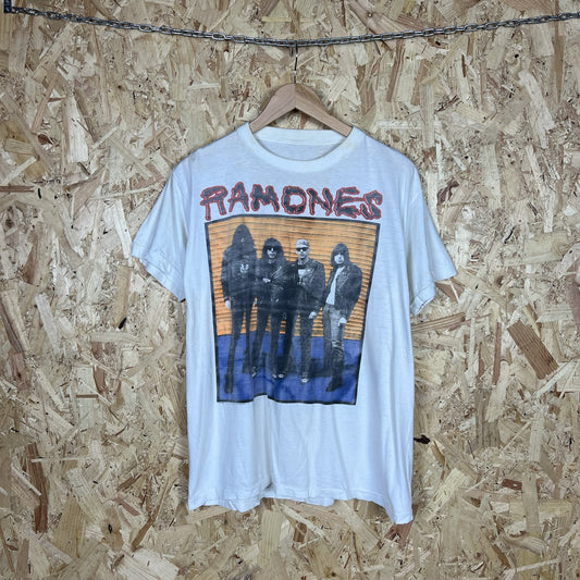 Vintage 80s Ramones Brain Drain Tour Rock Band T shirt L White Rare