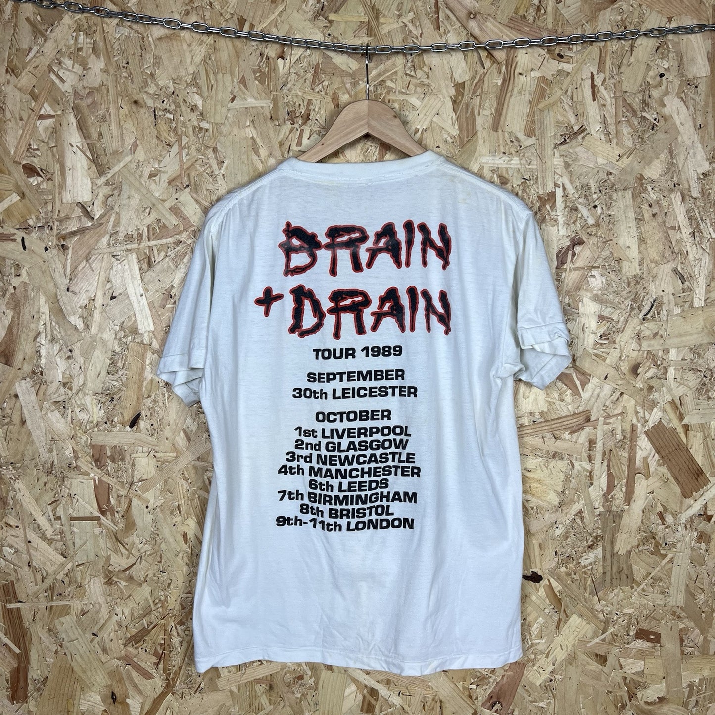 Vintage 80s Ramones Brain Drain Tour Rock Band T shirt L White Rare