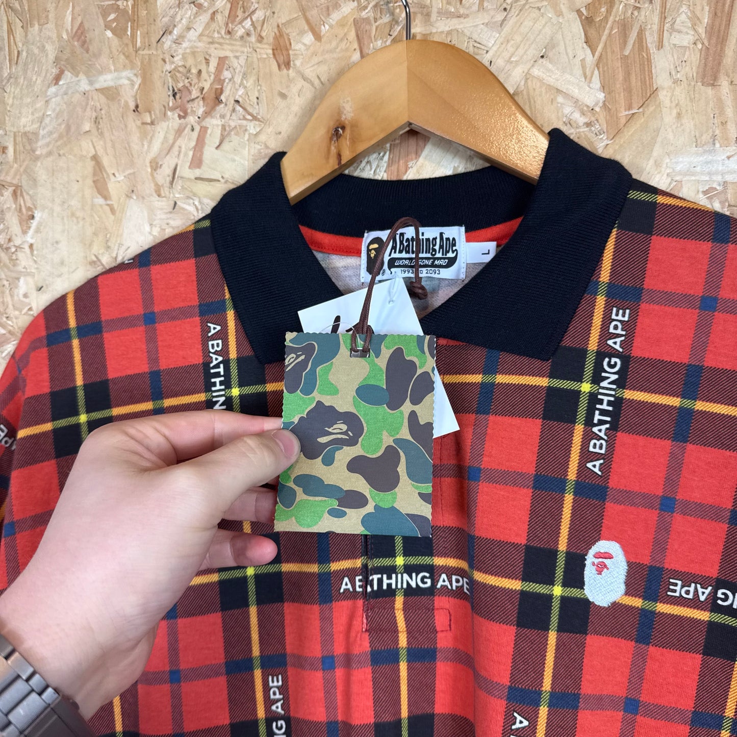 BAPE Tartan Polo Shirt Size L
