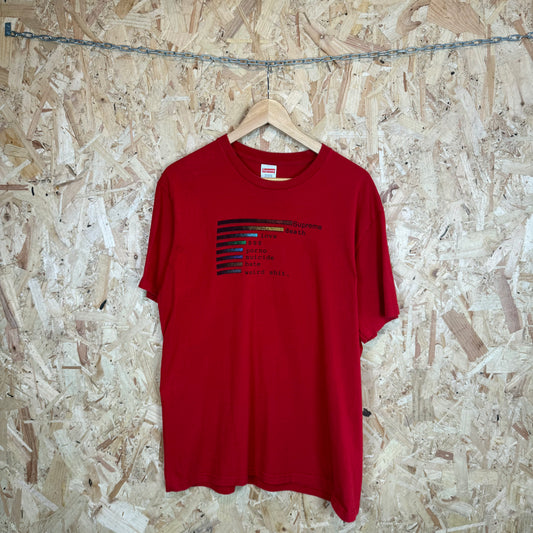 Supreme Chart (Love, Death, Porno) Red T-Shirt Men's Size M