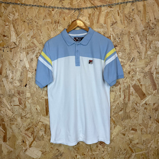 Fila Blue White Yellow Polo Shirt Size M