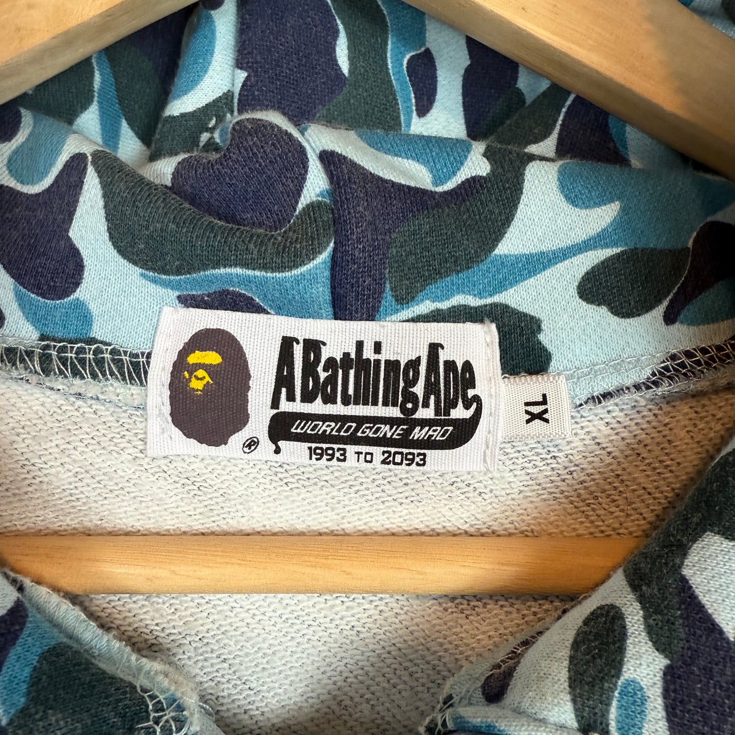 BAPE Blue Full Zip Shark Hoodie Size M