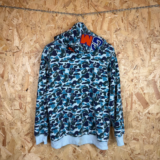BAPE Blue Full Zip Shark Hoodie Size M