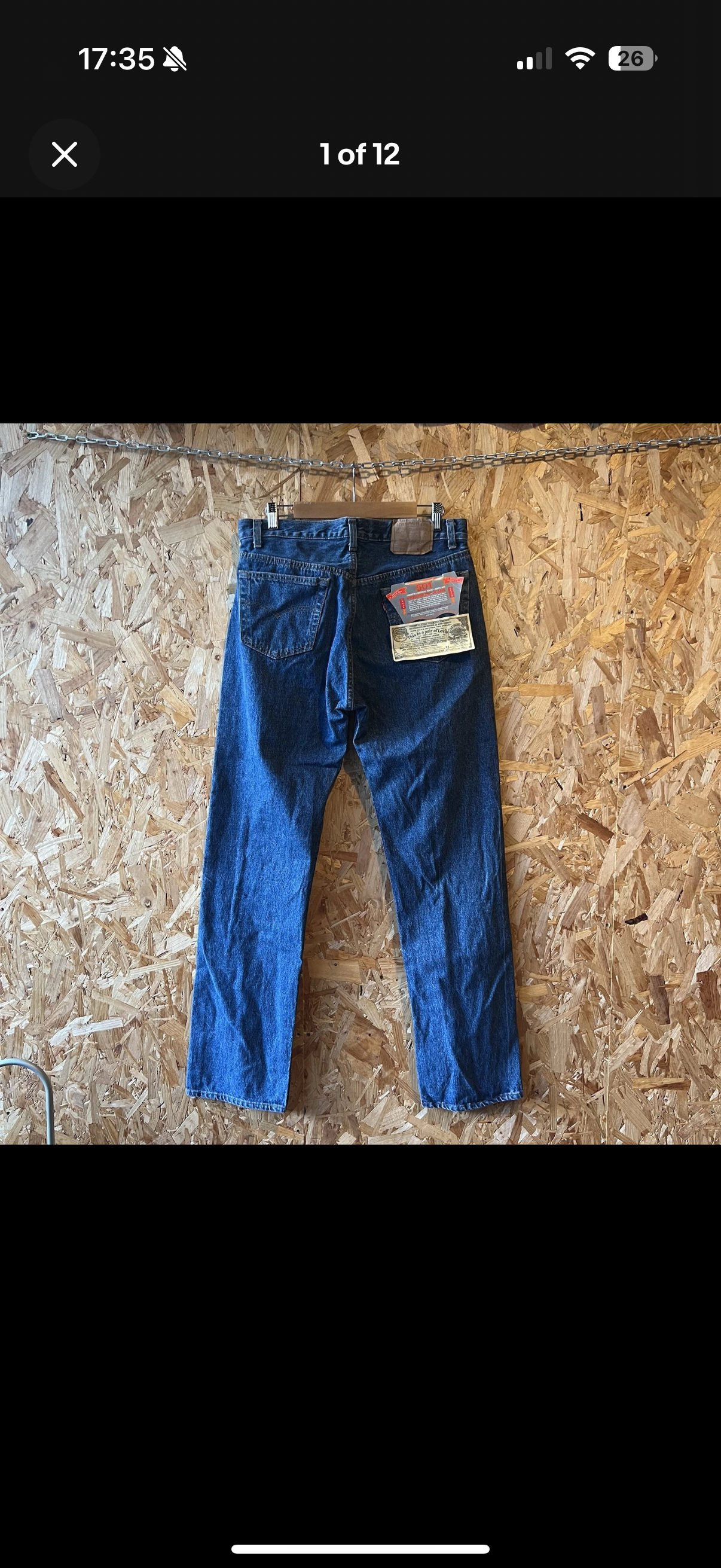 Vintage 1988 Levi’s 501 Jeans Made In USA W33 L34 Button Fly BNWT Blue