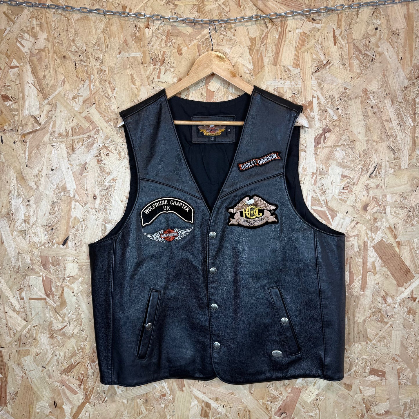 Harley Davidson Leather Biker Cut Wolfruna Size XL