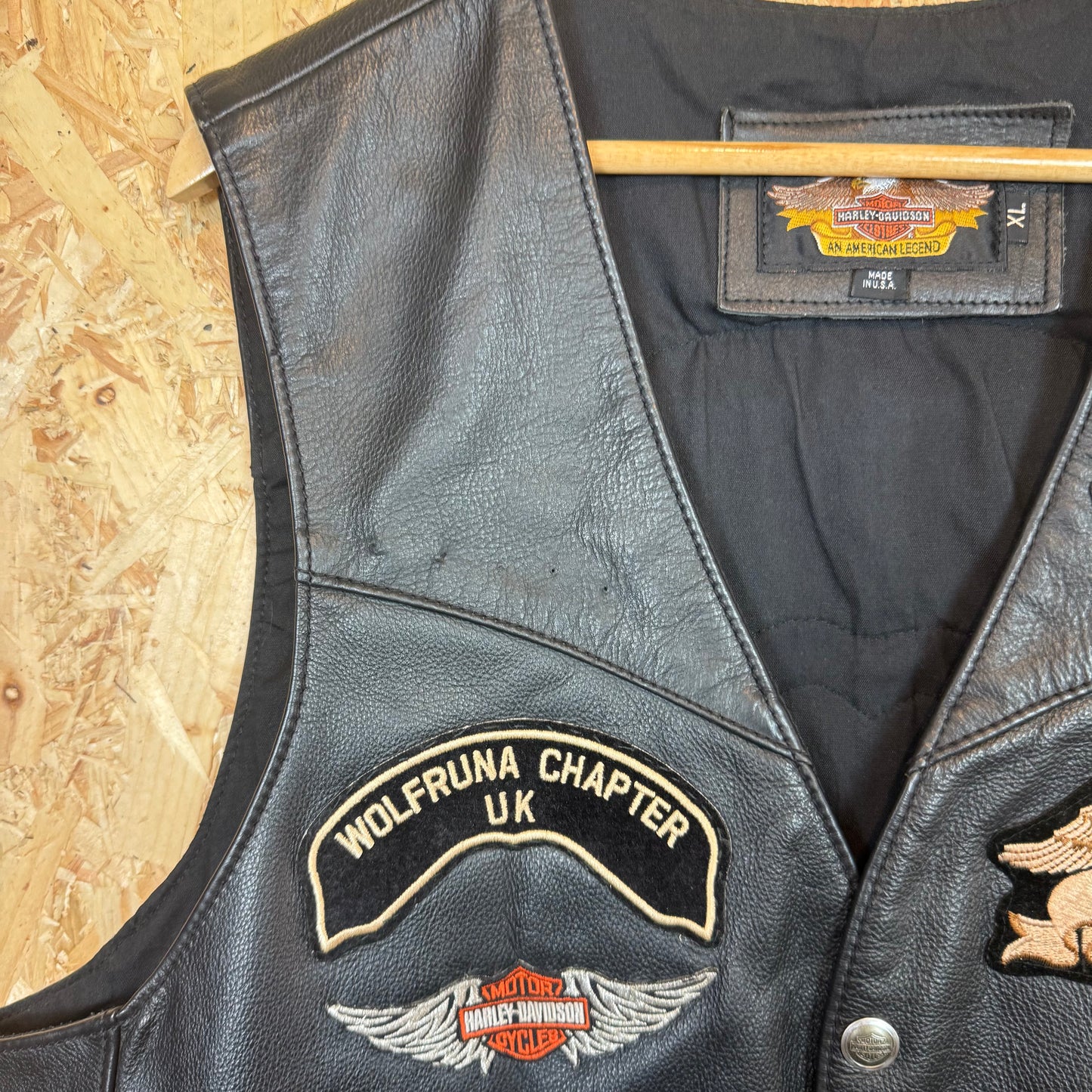 Harley Davidson Leather Biker Cut Wolfruna Size XL