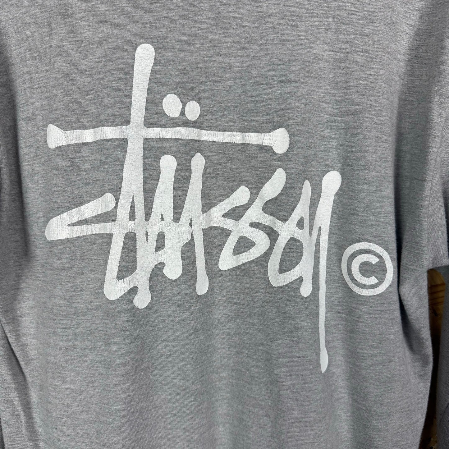 Stussy grey Long sleeve graphic T shirt Medium