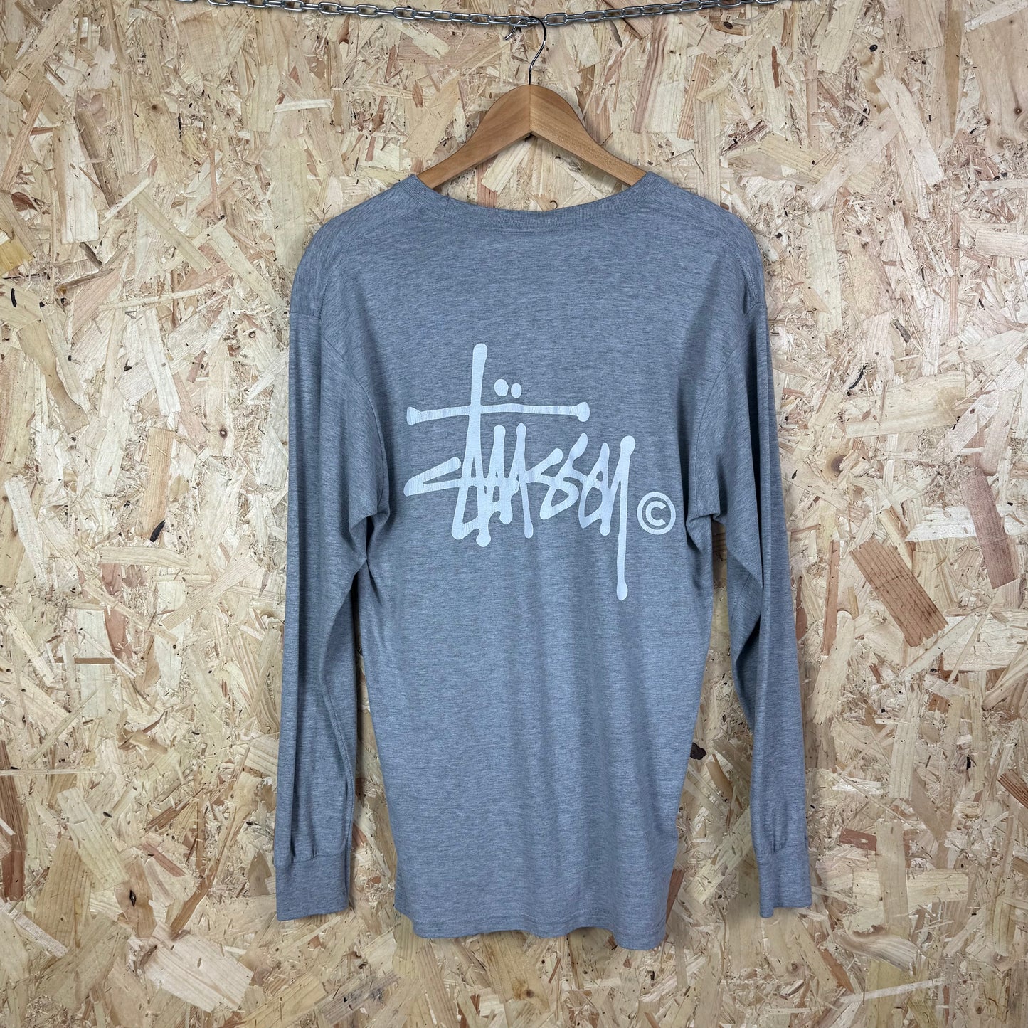 Stussy grey Long sleeve graphic T shirt Medium
