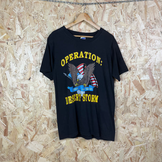 90's Desert storm war T shirt Black Large vintage