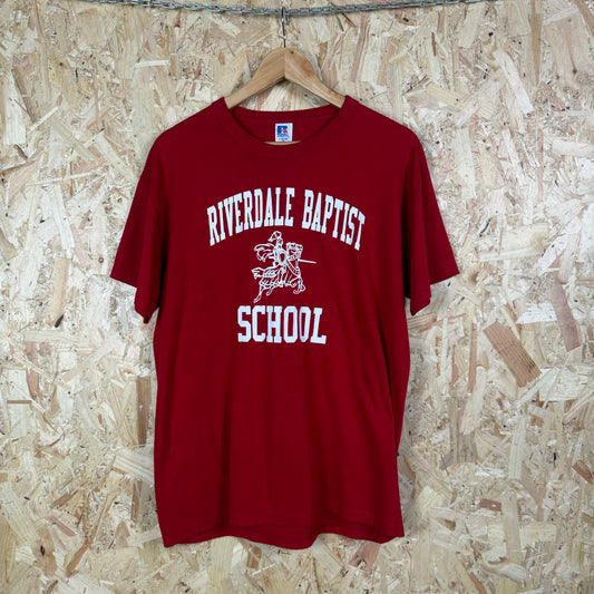 90s Graphic t shirt Riverdale american college Red Medium