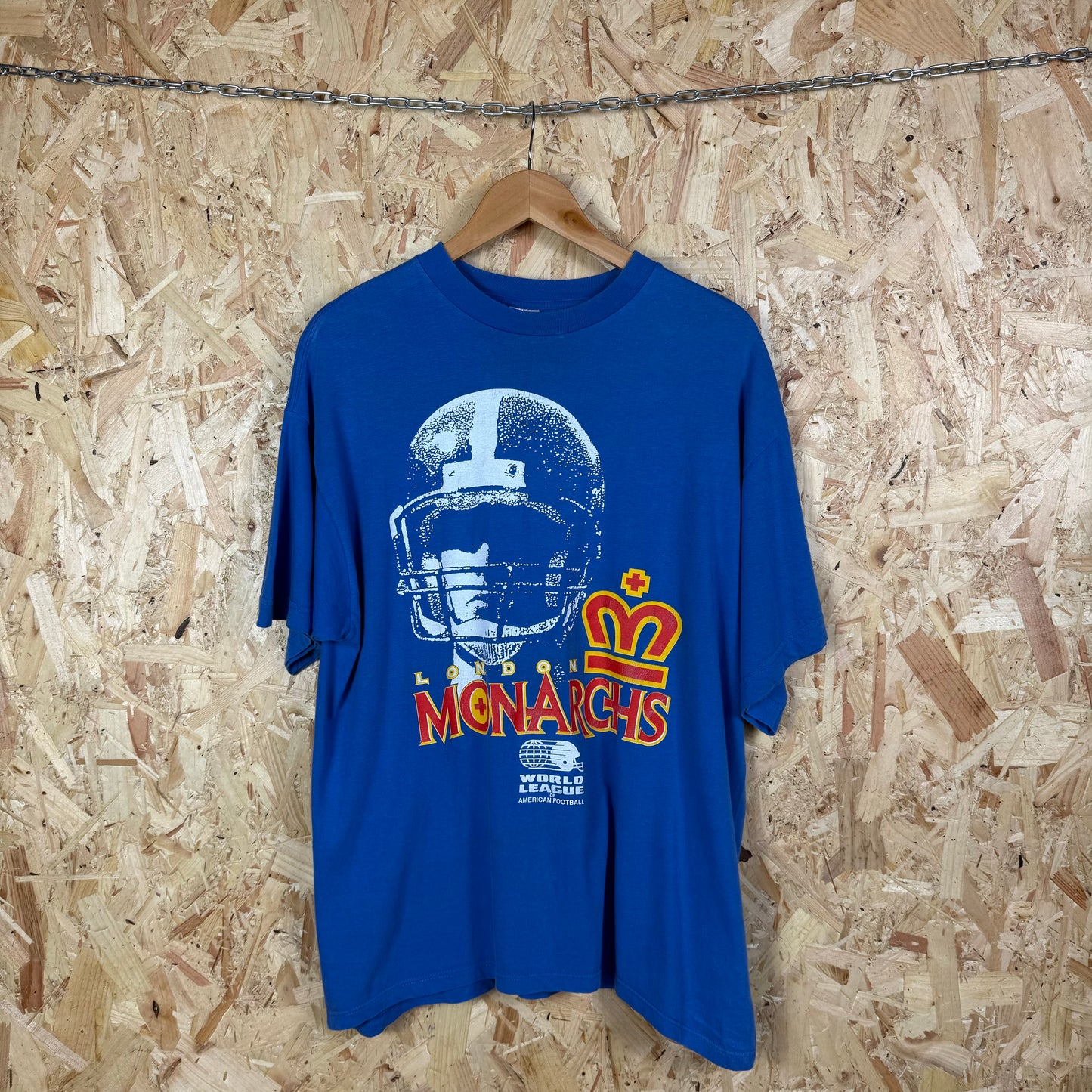 London Monarchs american football T shirt Vintage blue XL