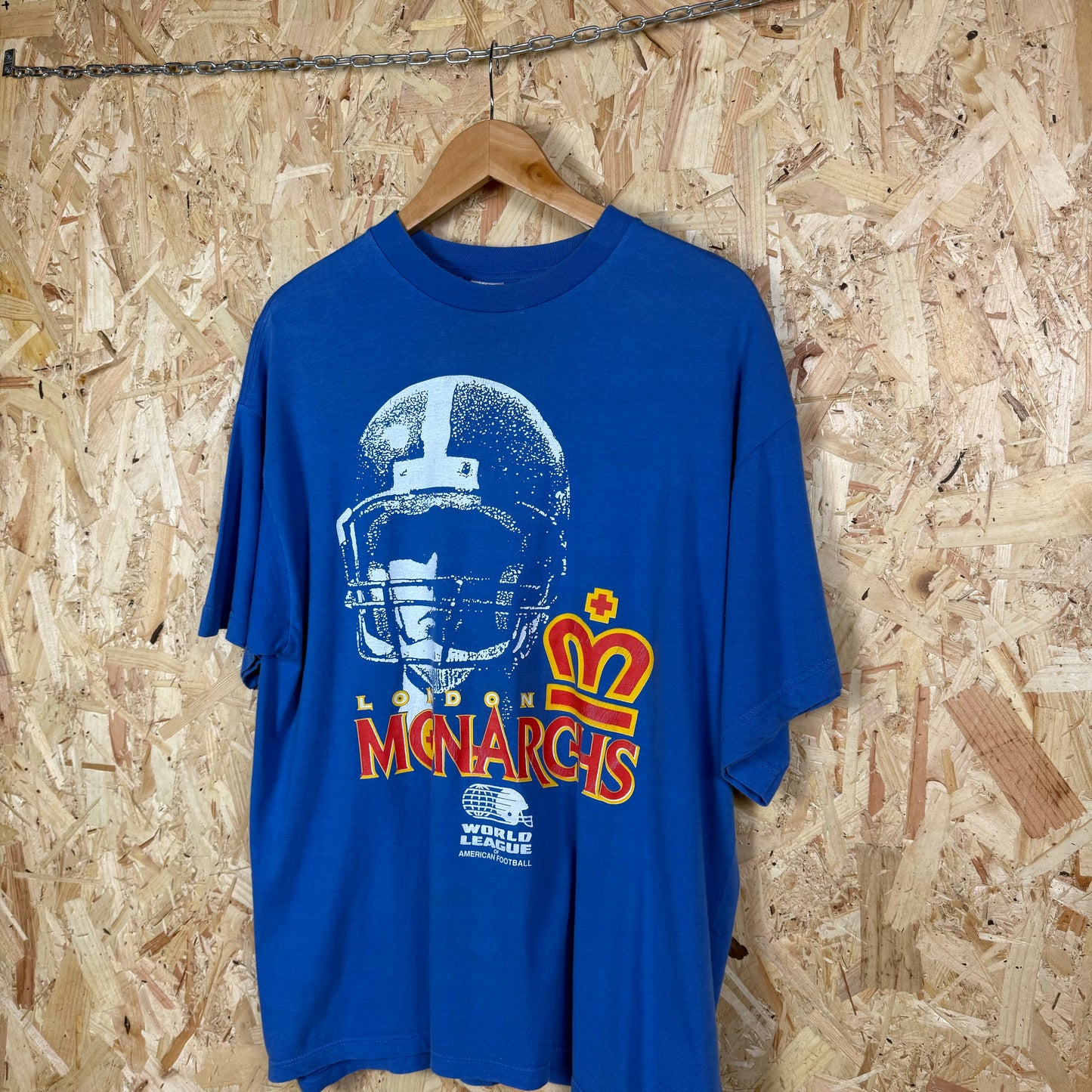 London Monarchs american football T shirt Vintage blue XL