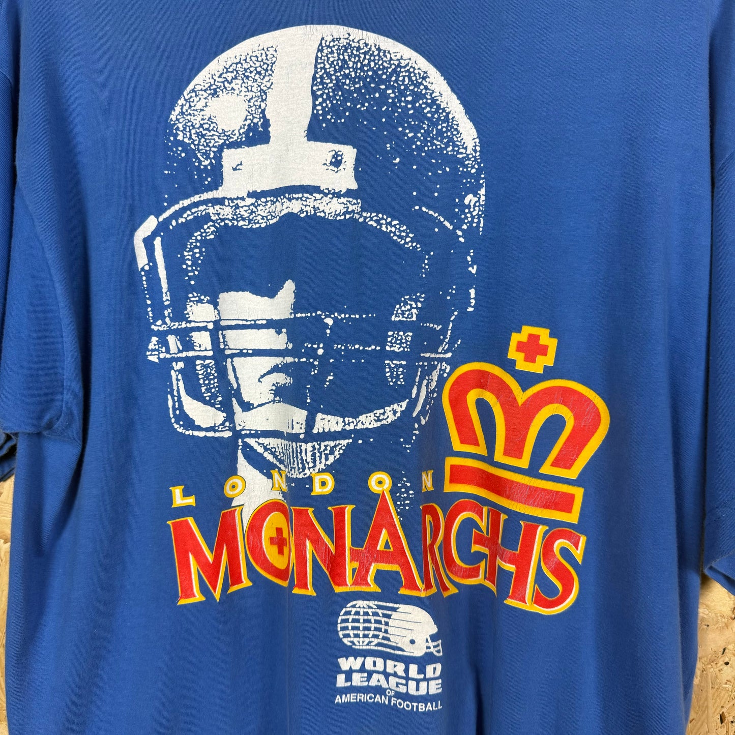 London Monarchs american football T shirt Vintage blue XL