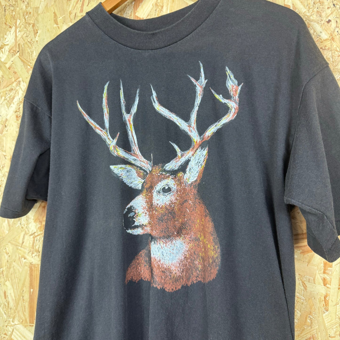 Vintage Stag nature T shirt black XL short sleeve