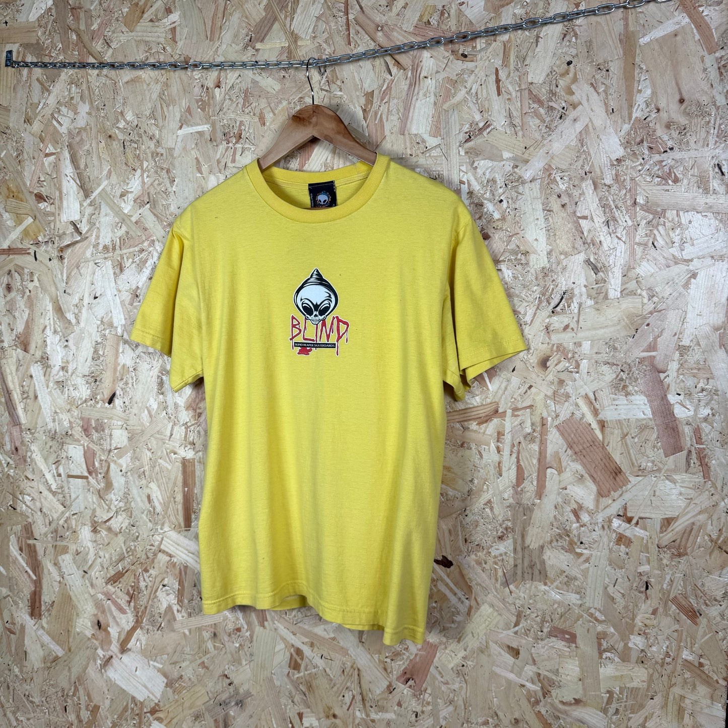 Blind Skateboard T shirt Yellow Medium rare Y2K