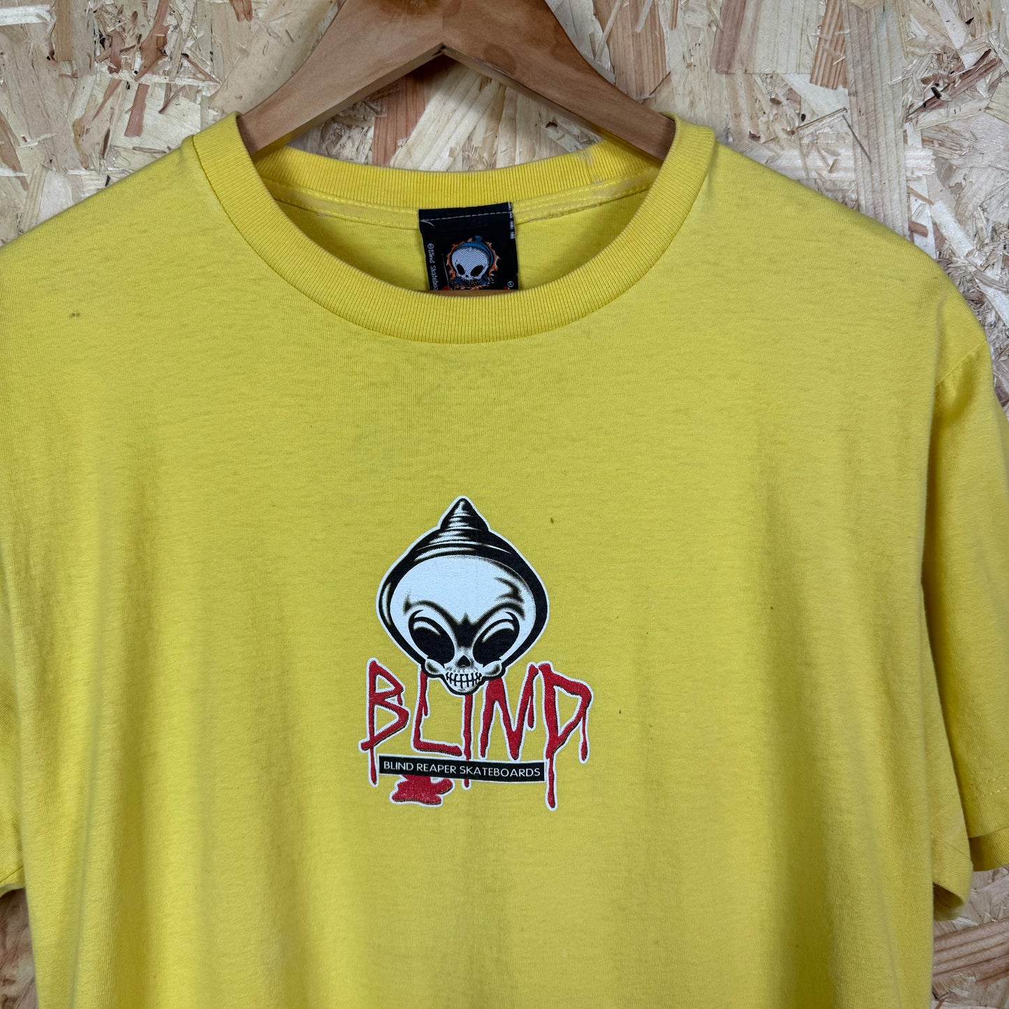 Blind Skateboard T shirt Yellow Medium rare Y2K