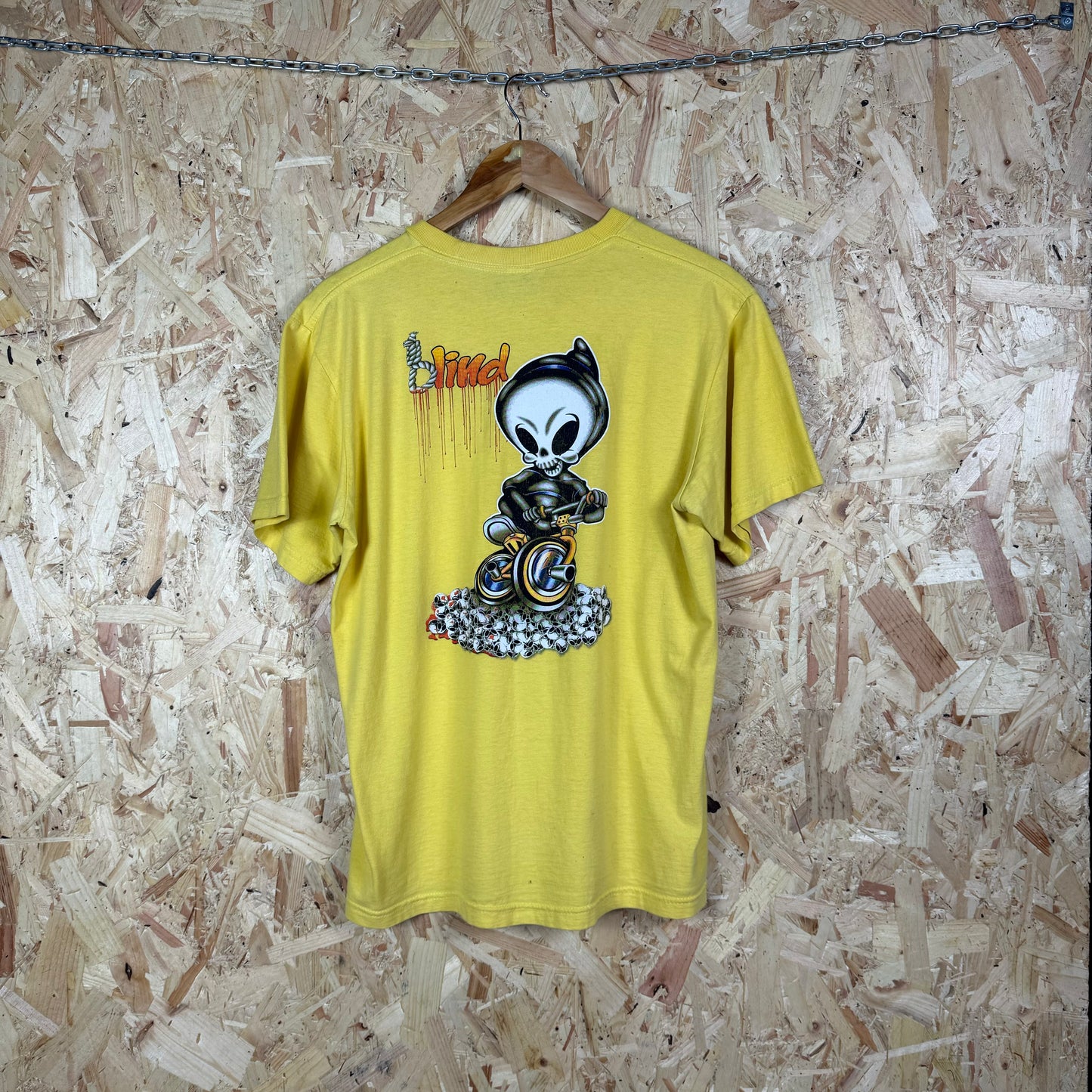 Blind Skateboard T shirt Yellow Medium rare Y2K