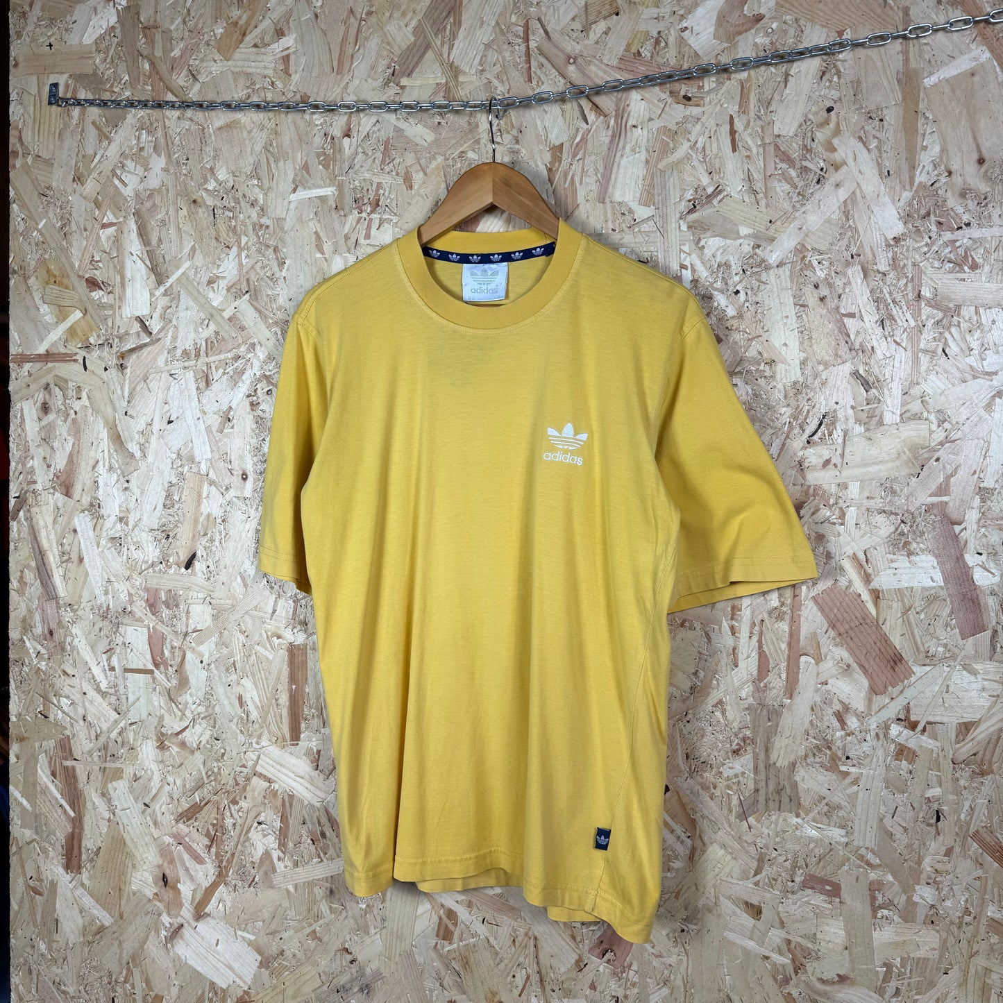 Yellow Adidas Logo T shirt Y2K Medium
