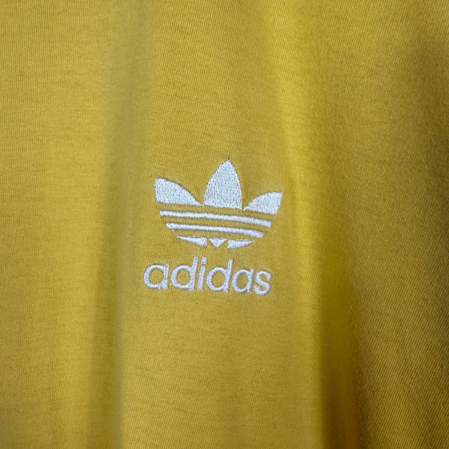 Yellow Adidas Logo T shirt Y2K Medium
