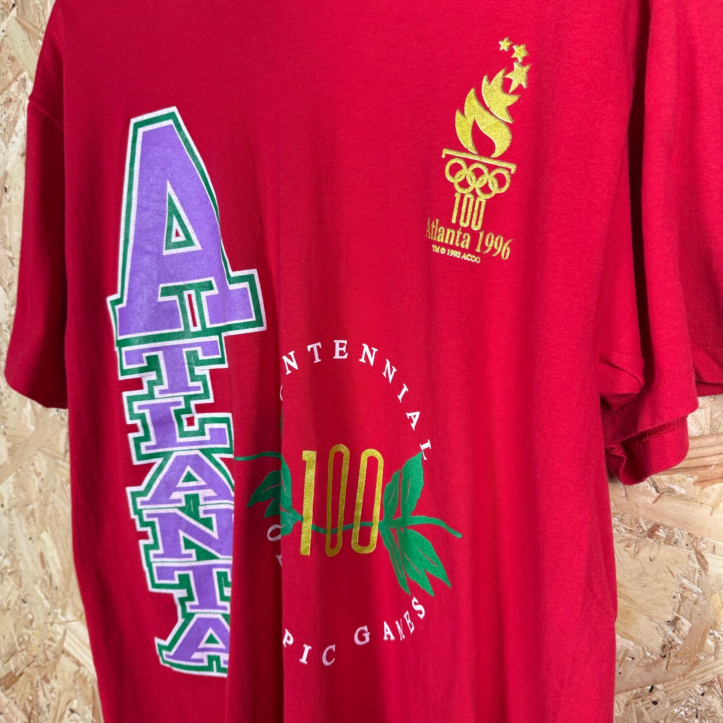 Atlanta 1996 Olympics Red 2XL short sleeve T shirt