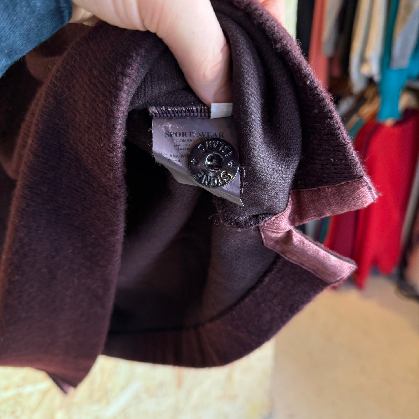 Stone island Maroon Red Pullover button jumper 2000's