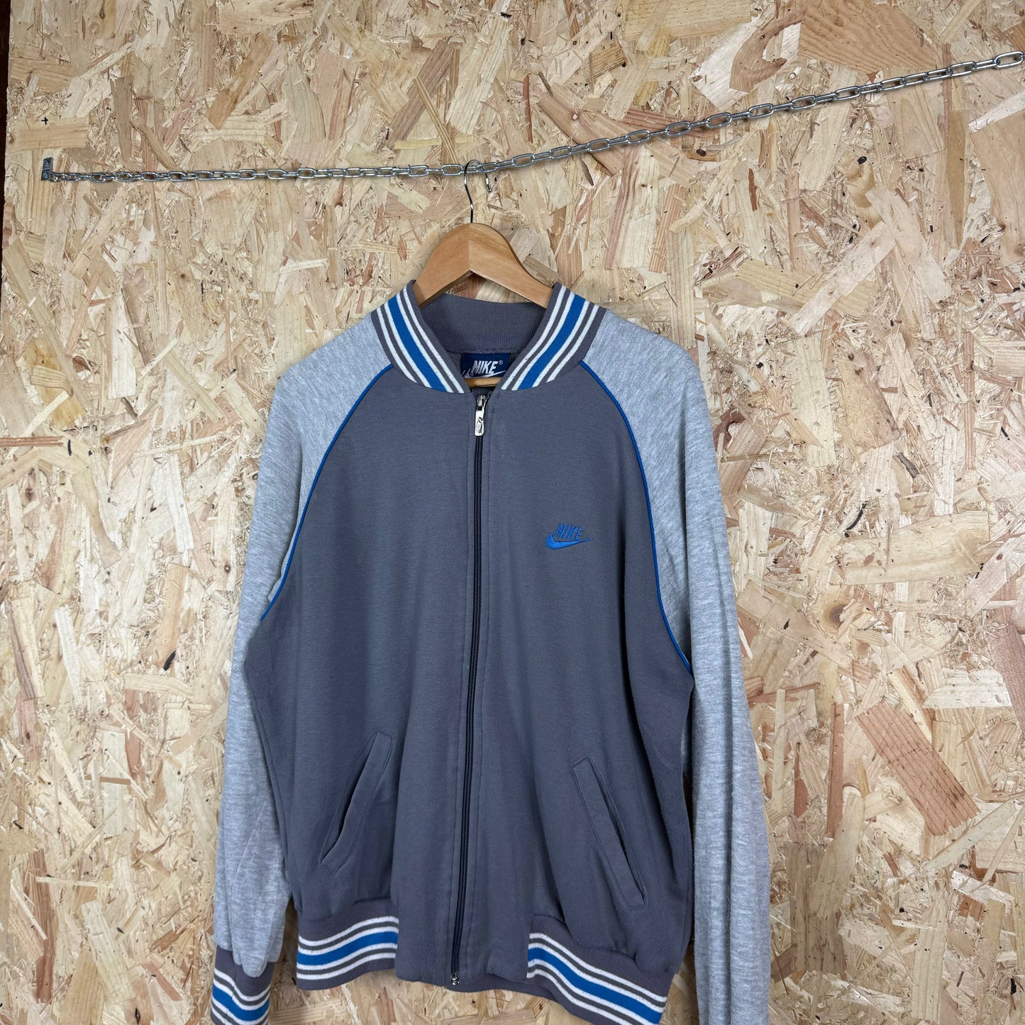 Vintage Nike track jacket grey 80s full zip Large