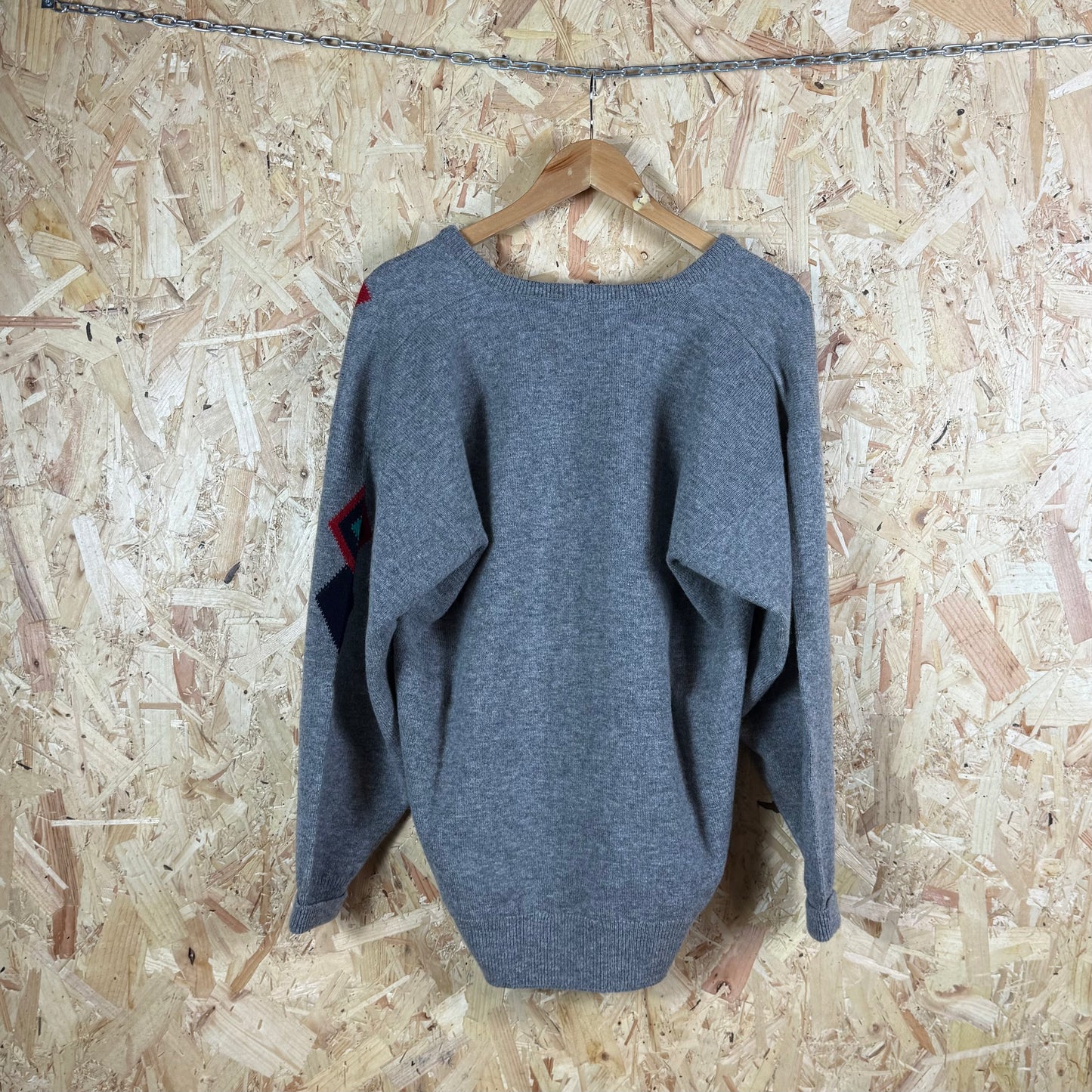 Vintage Pringle grey v neck argyle jumper Large