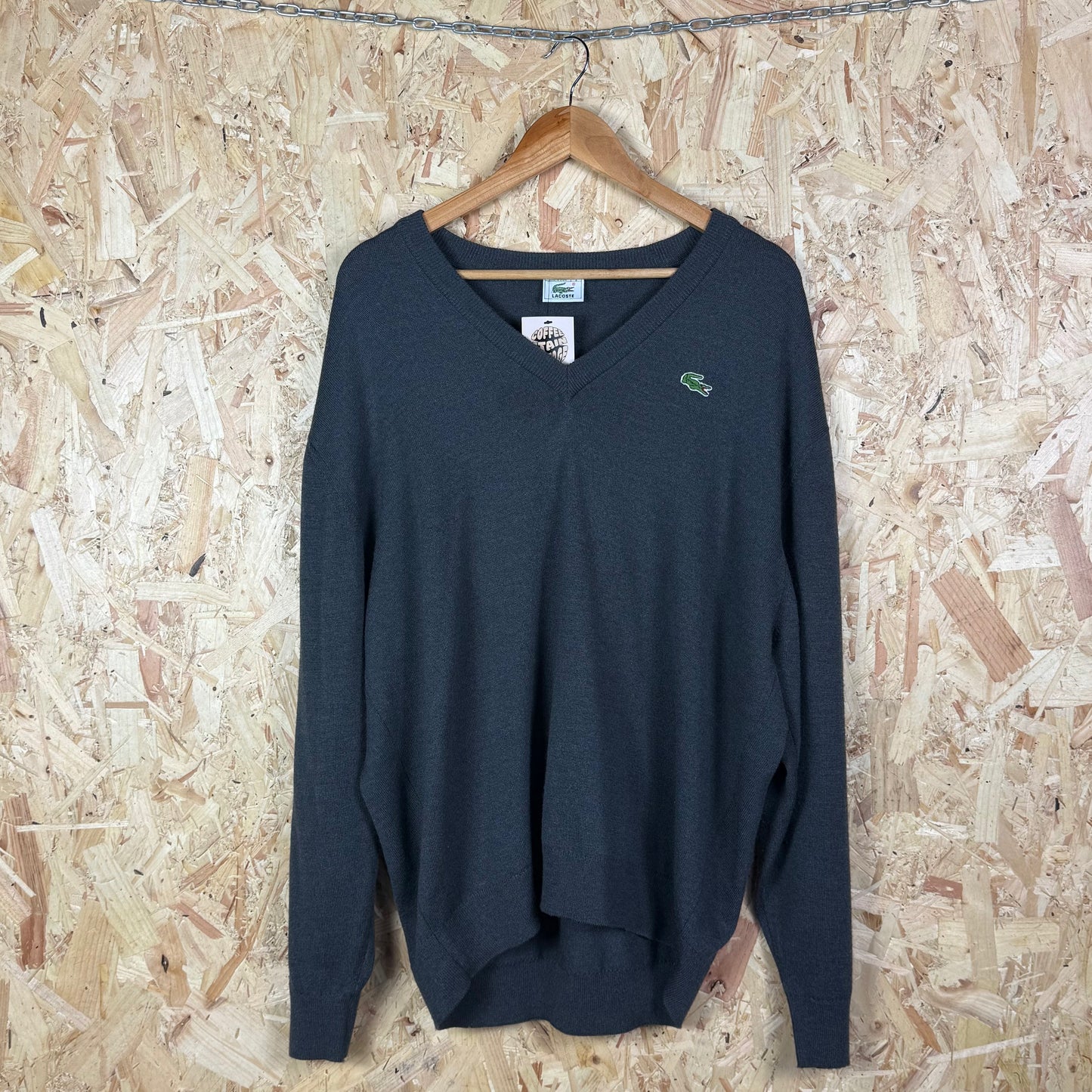 Lacoste Grey V neck jumper 90s XL