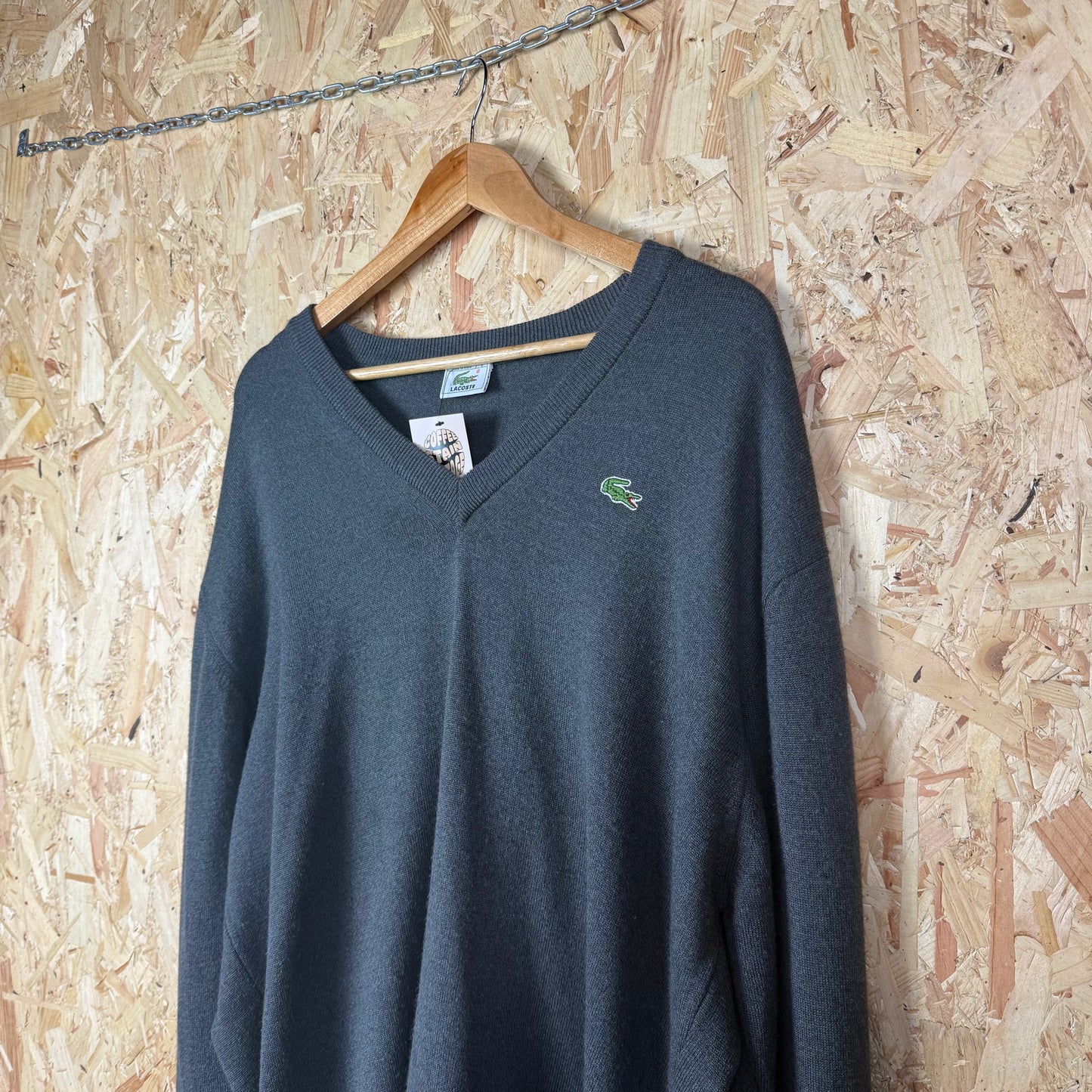 Lacoste Grey V neck jumper 90s XL