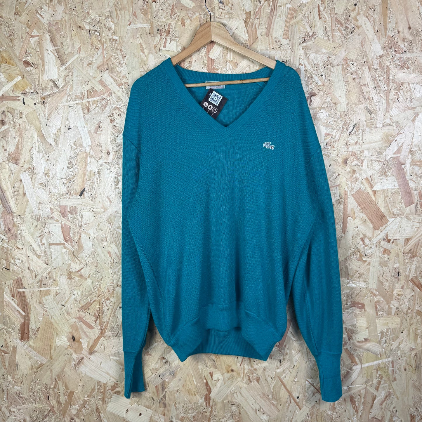 Vintage Lacoste Green V neck jumper 90s XL