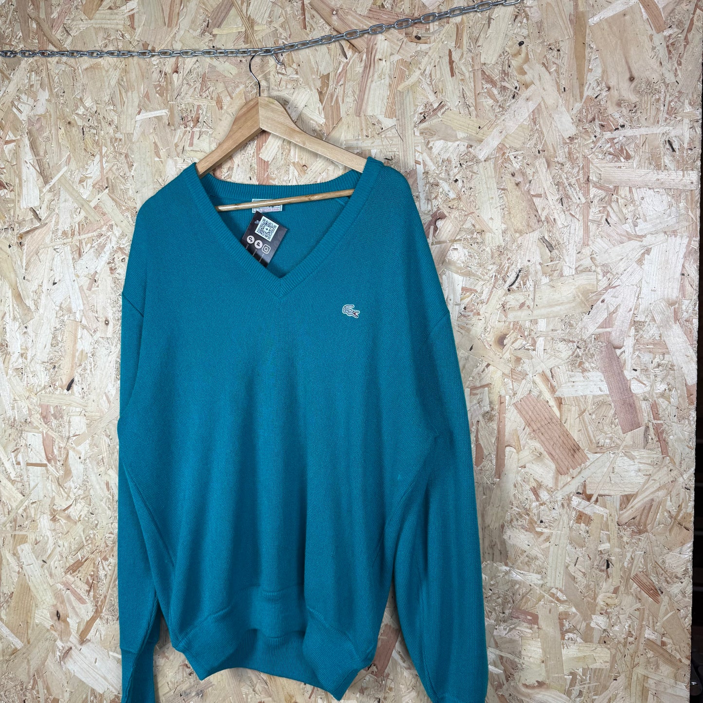 Vintage Lacoste Green V neck jumper 90s XL
