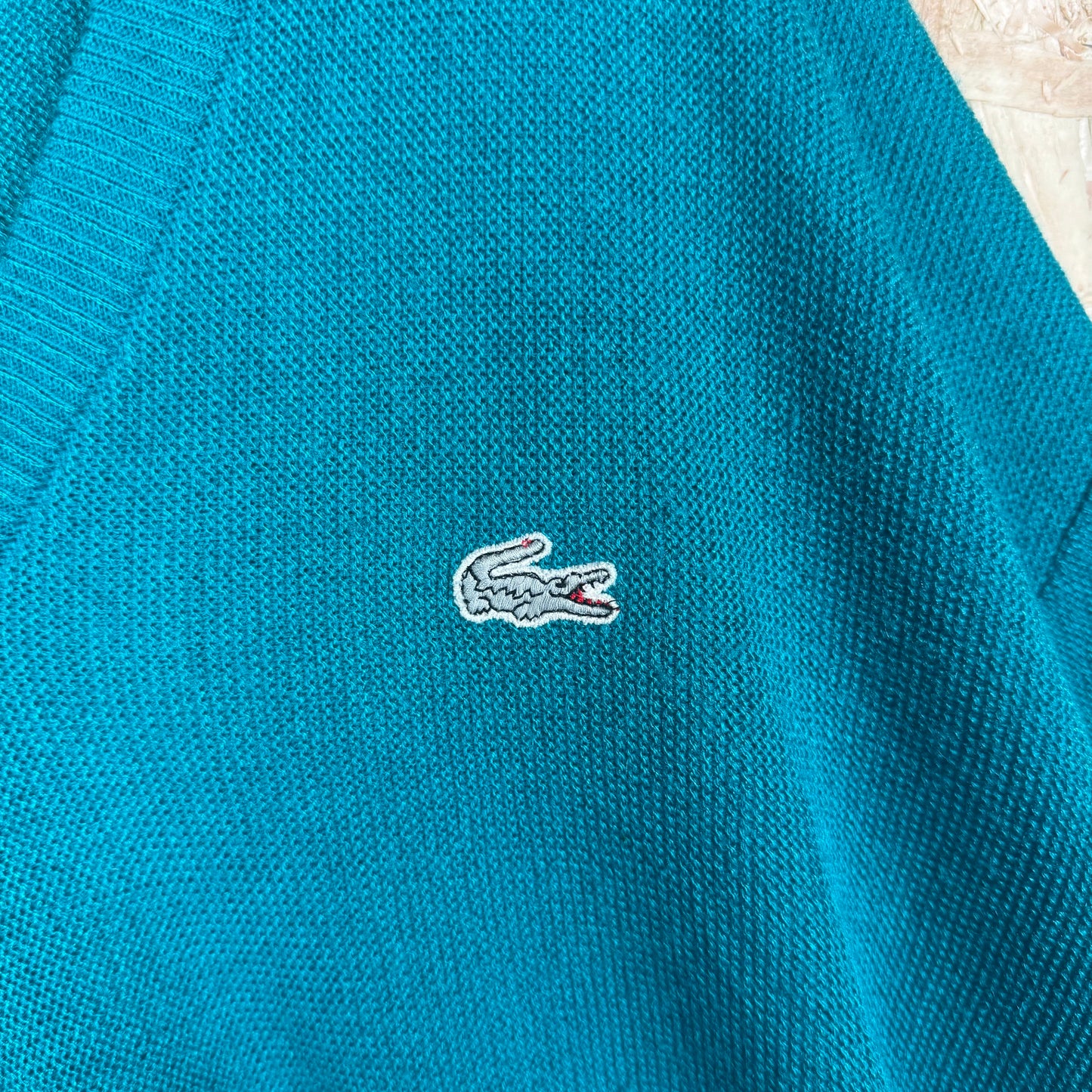 Vintage Lacoste Green V neck jumper 90s XL